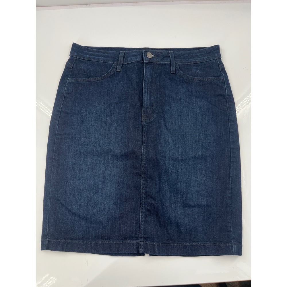 Just Black Denim Dark Wash Pencil Skirt Made in USA Size L Indigo Mini Midi